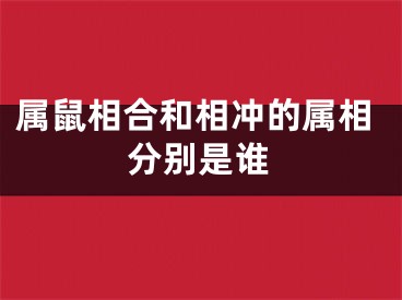 属鼠相合和相冲的属相分别是谁
