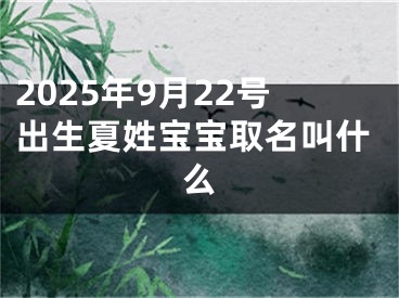 2025年9月22号出生夏姓宝宝取名叫什么