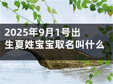 2025年9月1号出生夏姓宝宝取名叫什么