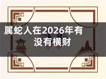 属蛇人在2026年有没有横财
