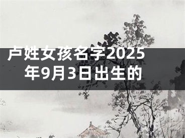 卢姓女孩名字2025年9月3日出生的