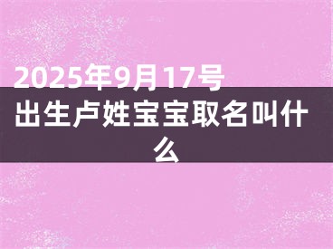 2025年9月17号出生卢姓宝宝取名叫什么