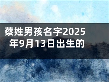 蔡姓男孩名字2025年9月13日出生的