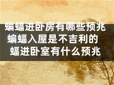 蝙蝠进卧房有哪些预兆 蝙蝠入屋是不吉利的蝠进卧室有什么预兆