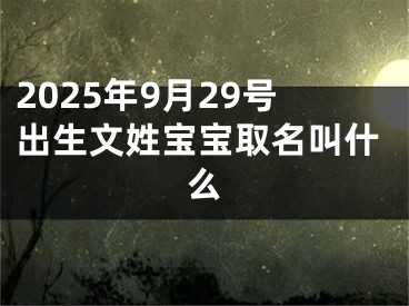 2025年9月29号出生文姓宝宝取名叫什么