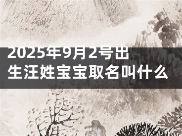 2025年9月2号出生汪姓宝宝取名叫什么