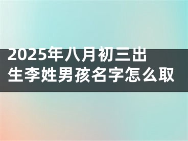 2025年八月初三出生李姓男孩名字怎么取