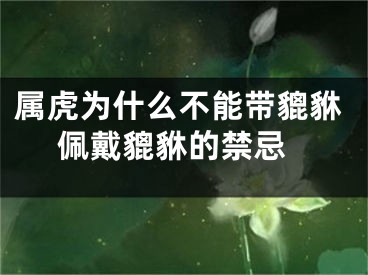 属虎为什么不能带貔貅 佩戴貔貅的禁忌