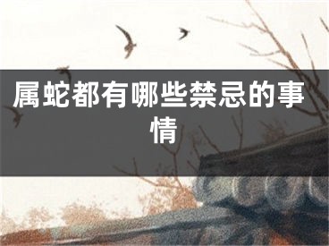 属蛇都有哪些禁忌的事情