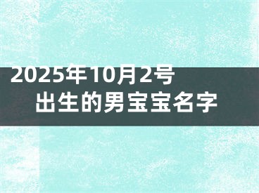 2025年10月2号出生的男宝宝名字