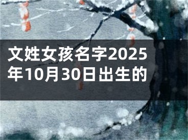 文姓女孩名字2025年10月30日出生的