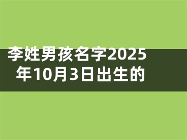 李姓男孩名字2025年10月3日出生的