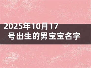 2025年10月17号出生的男宝宝名字