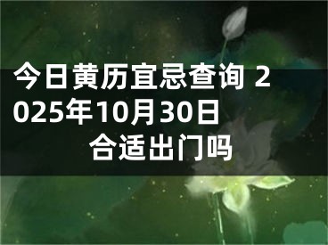 今日黄历宜忌查询 2025年10月30日合适出门吗