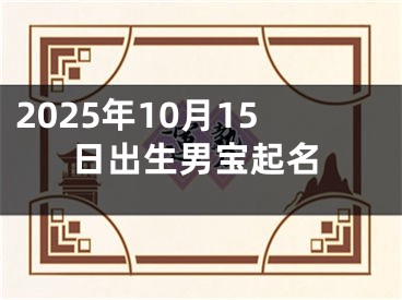 2025年10月15日出生男宝起名