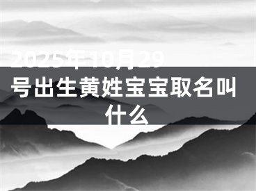 2025年10月29号出生黄姓宝宝取名叫什么