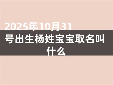 2025年10月31号出生杨姓宝宝取名叫什么