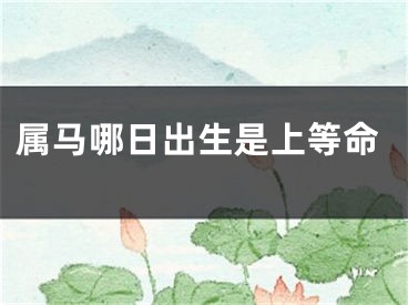 属马哪日出生是上等命