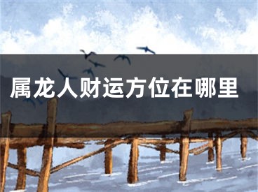 属龙人财运方位在哪里
