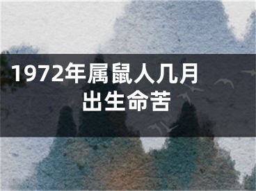1972年属鼠人几月出生命苦