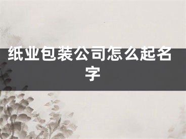 纸业包装公司怎么起名字