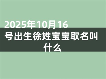 2025年10月16号出生徐姓宝宝取名叫什么