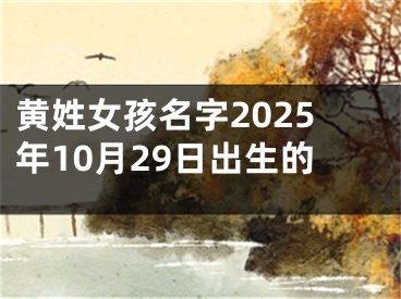 黄姓女孩名字2025年10月29日出生的