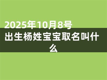 2025年10月8号出生杨姓宝宝取名叫什么