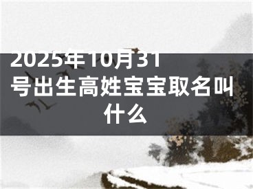2025年10月31号出生高姓宝宝取名叫什么