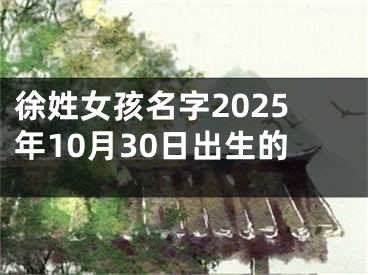 徐姓女孩名字2025年10月30日出生的