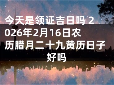 今天是领证吉日吗 2026年2月16日农历腊月二十九黄历日子好吗