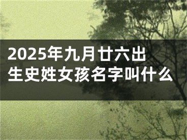 2025年九月廿六出生史姓女孩名字叫什么