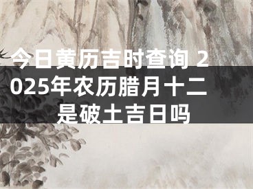 今日黄历吉时查询 2025年农历腊月十二是破土吉日吗