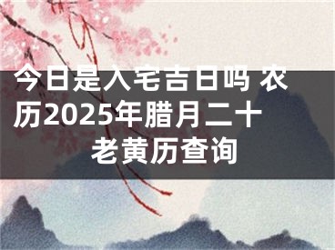 今日是入宅吉日吗 农历2025年腊月二十老黄历查询