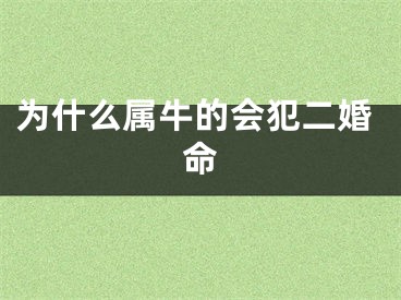 为什么属牛的会犯二婚命