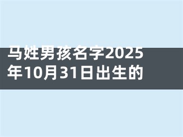 马姓男孩名字2025年10月31日出生的
