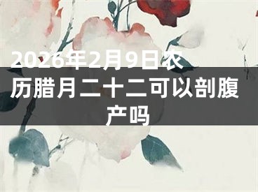 2026年2月9日农历腊月二十二可以剖腹产吗