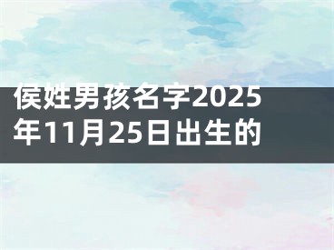 侯姓男孩名字2025年11月25日出生的