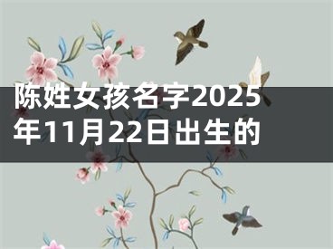 陈姓女孩名字2025年11月22日出生的