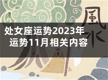 处女座运势2023年运势11月相关内容