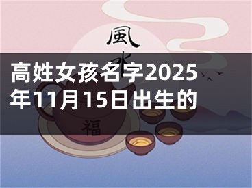 高姓女孩名字2025年11月15日出生的