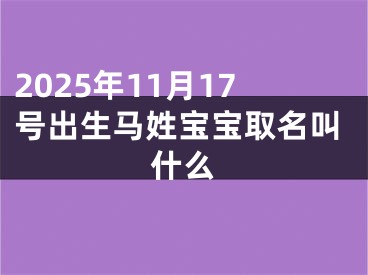 2025年11月17号出生马姓宝宝取名叫什么