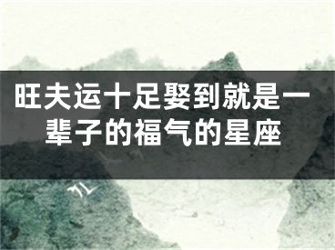 旺夫运十足娶到就是一辈子的福气的星座