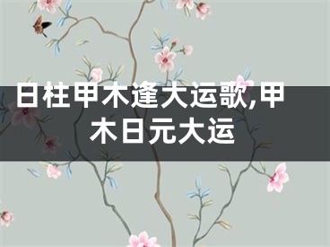 日柱甲木逢大运歌,甲木日元大运