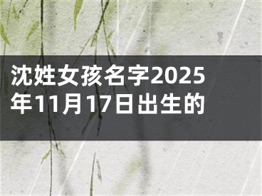 沈姓女孩名字2025年11月17日出生的