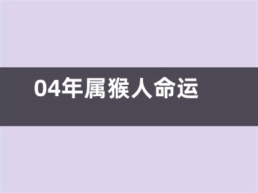 04年属猴人命运
