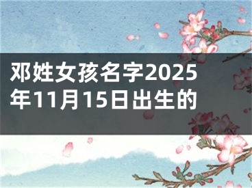 邓姓女孩名字2025年11月15日出生的