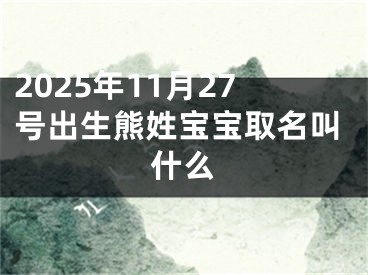 2025年11月27号出生熊姓宝宝取名叫什么