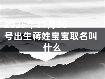 2025年11月30号出生蒋姓宝宝取名叫什么