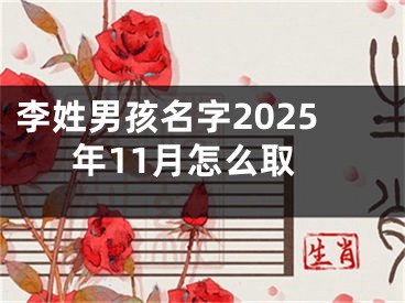 李姓男孩名字2025年11月怎么取